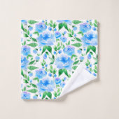 Motif avec fleurs d'aquarelle bleue (Gant de toilette)