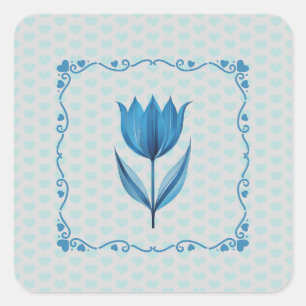 Motif avec un autocollant de tulipe bleue