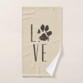 Motif avec un Empreinte de patte qui épelle l'amou (Serviette à main)