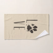Motif avec un Empreinte de patte qui épelle l'amou (Serviette à main)