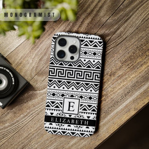 Motif aztèque noir et blanc personnalisable