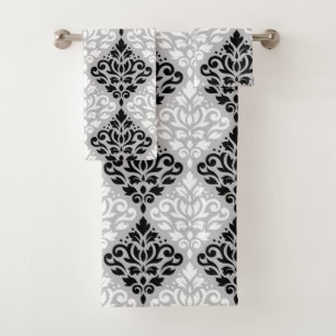 Motif B&W de damassé de rouleau sur le gris