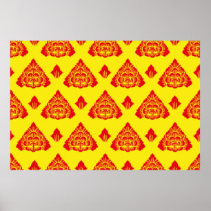 Motif Bali, Indonesië. met moderne kleuren. Vintag Poster