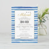 MOTIF BAT BAR MITZVAH INVITATION BLUE INDIGO STRIP (Debout devant)
