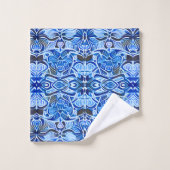 Motif Batik tribal en Indigo bleu et blanc (Gant de toilette)