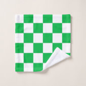 Motif blanc À damiers blanc vert (Gant de toilette)