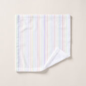 Motif blanc à rayures minces arc-en-ciel (Gant de toilette)