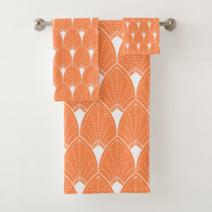 Motif blanc Art déco 2 sur arrière - plan orange