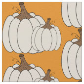 Motif blanc citrouille chute tissu orange (Détail)