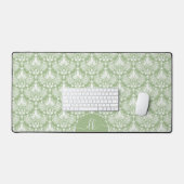 Motif blanc damas sur sauge vert monogramme (Clavier et souris)