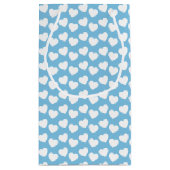 Motif blanc de coeur sur le petit sac bleu-clair (Dos)