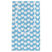 Motif blanc de coeur sur le petit sac bleu-clair (Devant)