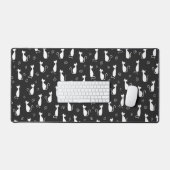 Motif blanc en silhouette de chat sur noir (Clavier et souris)