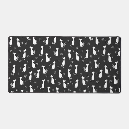 Motif blanc en silhouette de chat sur noir (Recto)