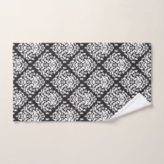 Motif blanc et noir de damassé (Serviette à main)