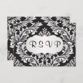 Motif blanc feuilleté sur noir RSVP (Devant / Derrière)