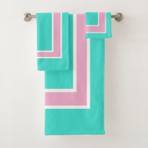 Motif blanc rose turquoise