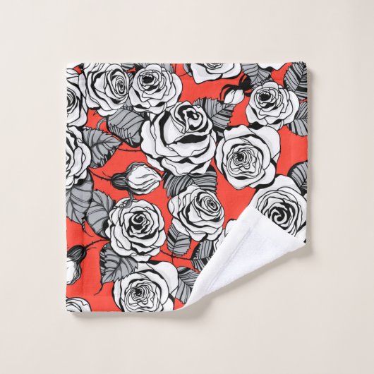 Motif blanc roses (Gant de toilette)