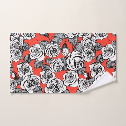 Motif blanc roses (Serviette à main)