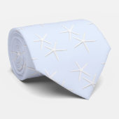 Motif blanc Starfish Couple sur Cravate bleu pâle (Roulé)
