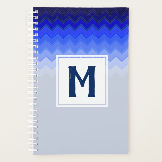 Motif bleu Chevron Monogrammé (Devant)
