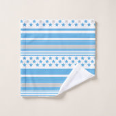 Motif bleu ciel rayé avec des étoiles (Gant de toilette)