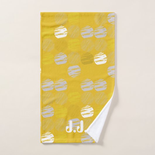 Motif bleu clair jaune Monogramme (Serviette à main)