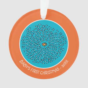 Motif bleu d'école de poissons avec de petits