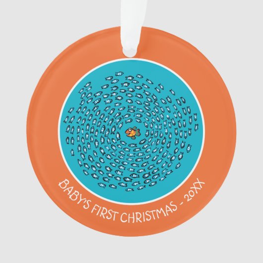 Motif bleu d'école de poissons avec de petits (devant)