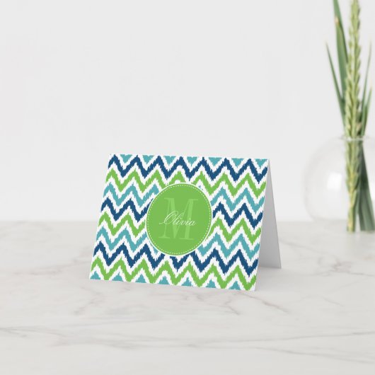 Motif bleu d'Ikat de zigzag de vert d'Aqua (Devant)