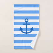 Motif Bleu et blanc avec Ancre (Serviette à main)