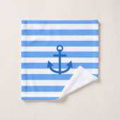 Motif Bleu et blanc avec Ancre (Gant de toilette)