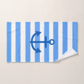 Motif Bleu et blanc avec Ancre (Serviette à main)