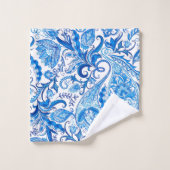 Motif bleu et blanc de Paisley (Gant de toilette)