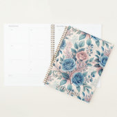 Motif bleu et rose sur blanc doux (Devant avec enveloppe)