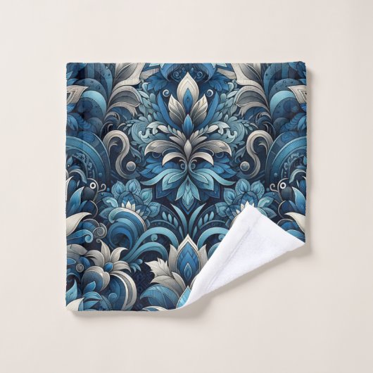 motif bleu foncé (Gant de toilette)