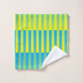 Motif bleu jaune vert rayé (Gant de toilette)
