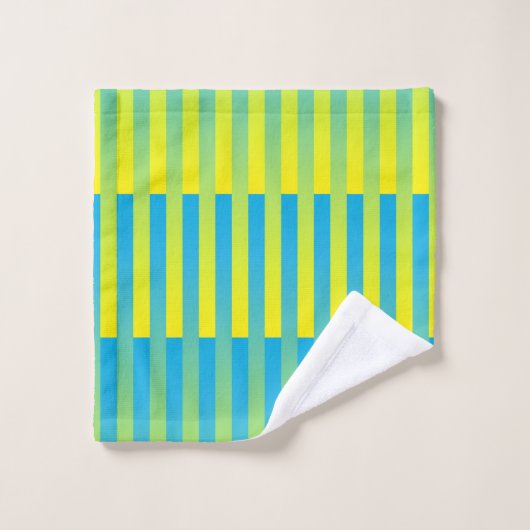 Motif bleu jaune vert rayé (Gant de toilette)