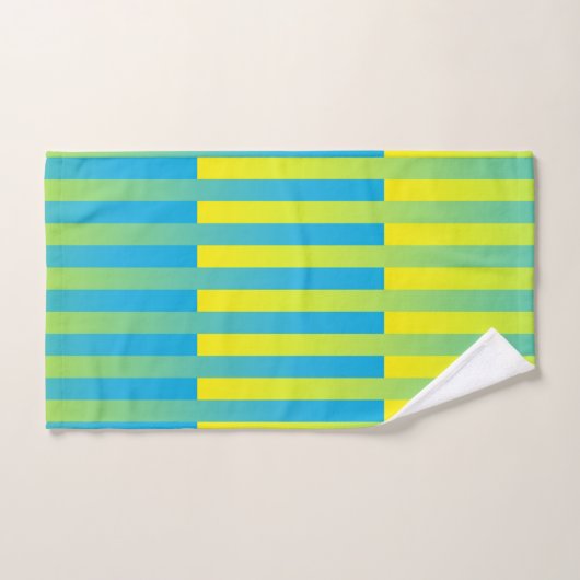 Motif bleu jaune vert rayé (Serviette à main)