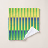 Motif bleu jaune vert rayé (Gant de toilette)
