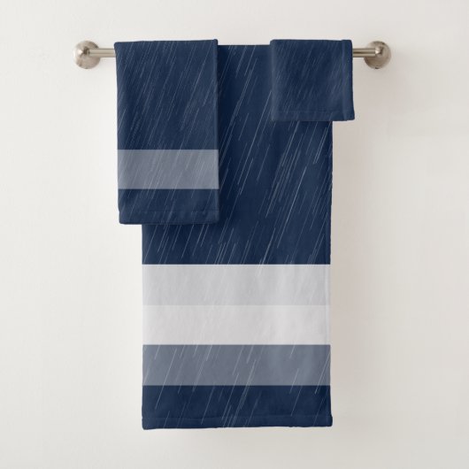Motif Bleu Marine Blanc Pluie (En situation)