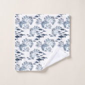 Motif bleu marine de poissons et de corail (Gant de toilette)