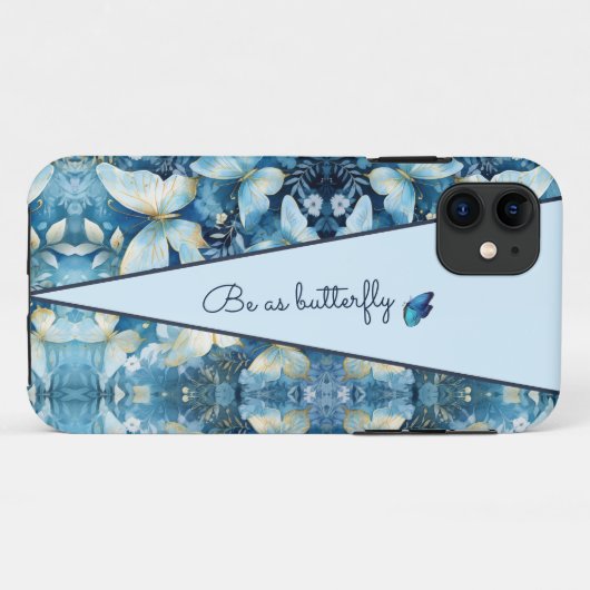 Motif Bleu Papillon coque iphone (Dos (Horizontal))