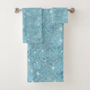 Motif bleu soyeux et étincelles blanches