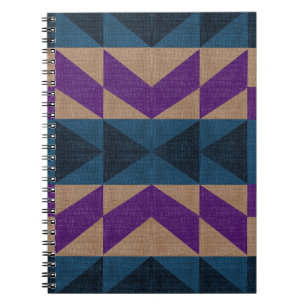 Motif bleu violet Aztec Carnet spiral