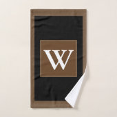 Motif bloc marron noir blanc Monogram (Serviette à main)