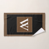 Motif bloc marron noir blanc Monogram (Serviette à main)
