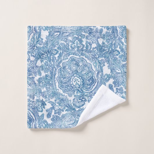 Motif Blue Boho Paisley (Gant de toilette)