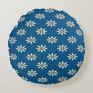 Motif Blue Daisy Coussin rond