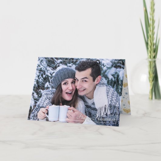 Motif Blue & Gold Happy Hanoukka Carte photo (Devant)